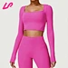 Our hot pink long sleeve crop top is the perfect balance of style and comfort. Made from high-quality materials, it's perfect for any occasion. Shop now and elevate your wardrobe.